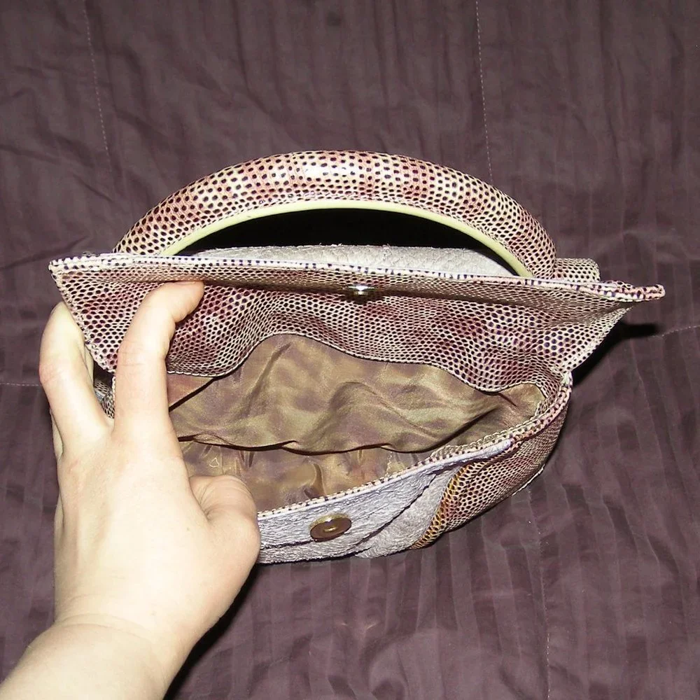 💜 RARE STUART WEITZMAN Snakeskin Reptile Structured Bag EUC